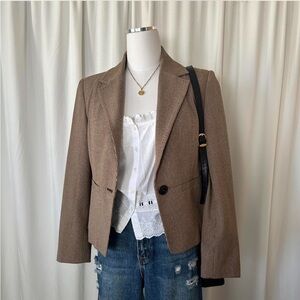 Rafaella houndstooth blazer with shoulder pads, brown 8Petite.